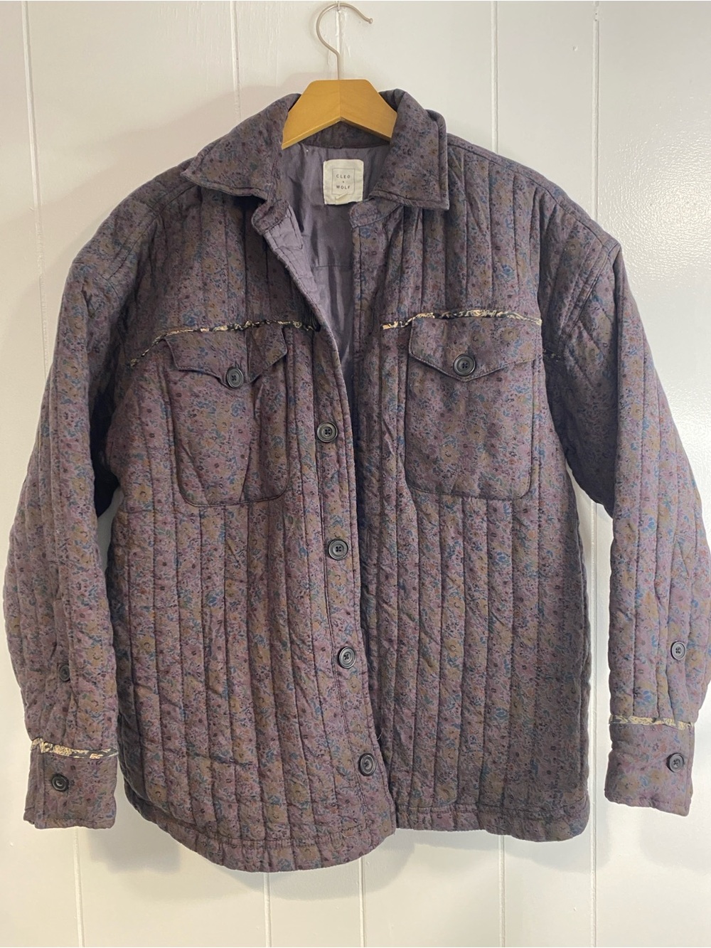Boho Floral Quilted Chore Jacket Shacket Patchwork Prairie Folk Cottagecore XS - Picture 13 of 13